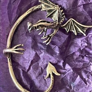 Sterling silver dragon ear cuffs, 1 right, 1 left.